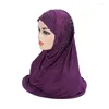 Abbigliamento etnico h027 bellissimo hijab musulmano Big Gilrs con pizzo e pietre Cappello a scialle di sciarpa islamica Cappello per la scricchioli