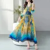 Casual jurken Peacock Print Long Dress Luxe Luxe echte Silk Women Beach Holiday