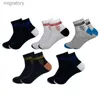 Herrstrumpor Mens Polyester Cotton Sports Socks Short Tube Summer Socks and Business Mens Lätt andningsbara basketstrumpor Eur38-47 Meias 5 par YQ240423