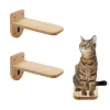 Scratchers 3 Pieces Wall Mounted Cat Bed Wooden Hammock and Jumping Platform Climbing Shelves and Sleeping Pet Furniture for Kitty