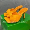 Slippers Runway Towel Bowknot Slipper Heels Women 2024 Multicolor Square Toe One Strap Party Bridal Shoes Wedding Cute Holiday