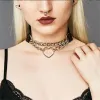 Colliers Nouveaux motifs femmes sexy verrouillage gothique harajuku collier coeur clés rivets noirs goth gokers gothique