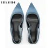 Dress Shoes 2024 Brand Women Pumps Elegant Luxe Back Strappy Thrappy Dunne Hiel puntige teen Demin Office Lady Fashion Trendy Designer