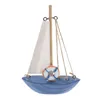 Decorative Figurines Office Decor Boat Model Tabletop Sailboat Vintage Wooden Ornament Interior Decoration Adornment