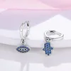 Hoop Earrings Fashion Original Design Fatima Hamsa Hand Blue Eye For Women Girl Silver Color Earring Teens Jewelry