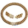 Mode sieraden groothandel prijs ketting ketting roestvrij staal 22 mm 10k vaste gouden diamant hiphop miami cuban link