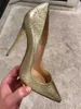 Dress Shoes 12cm/10cm/8cm Shinning pointed toe pumps prom party sexy shoes woman gold high heel wedding 35-43 H240423
