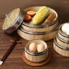 Double Boilers Gift Idea Kitchen Gadget Woven Bamboo Steam Basket Lid Food Steamer Cooker