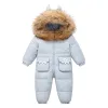 Coats Oolekid 2022 Baby Winter Scossuit Cartoon Dinosaur Real Raccoon Fur Baby Girl