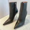 Bottes sexy talons hauts de cheville chaussures de fête pointues pour femmes, coupe en cuir de vache trachigh de qualité