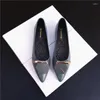 Casual Shoes Spring/Summer 2024 Women's Middle Heel Flat Soft Leather Pointed Metal Buckle Fashion Work