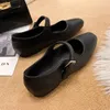 Casual Shoes Women's Ballet Flats Black Mary Janes Soft Bekväm för kvinnlig vårens höstspänne läder 1607C