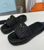 Projektant PRDN Weave Slipper Sandalse Sandalse Tloave platforma Raffias Kapcie Designerskie womans męskie letnie płaskie obcasy swobodne klapki na zewnątrz basenowe suwaki plaż