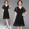 Vestidos de fiesta zxryxgs temperamento elegante de verano para mujeres negras 2024 encaje en v cintura de cuello en V era delgado vestido de moda con volante