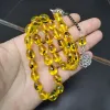 Kläder tasbih män gult harts verkliga insekt turkiska misbaha muslimska eid adha presentbön pärlor armband arabisk modetillbehör till hands