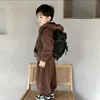 Vêtements Ensembles Boys Children's Fall and Winter Suit rembourrés 2024 Pull coréen épaissi des vêtements à capuche à deux pièces