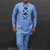2pc Luxo Africano Tradicional Mens Clothing Elegante Ternos completos conjuntos de calça masculina para vestir roupas nativas étnicas Dashiki Kaftan 240419