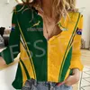 Women's Blouses Custom Name Country South Africa Flowers Flag Tattoo Streetwear 3DPrint Harajuku Women Casual Button-Down Shirts Long