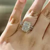 バンドHuitan Big Oval Cubic Zirconia Rings for Luxury Wedding Engagementアクセサリー