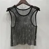 Women's T Shirts 2024 har kvinnor sundress sommar sexig ab färgglada diamanter mesh split glitter gnistrande lång kvällsklubb fest klänning