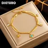 Bracelets de charme dieyuro 316l aço inoxidável multicamada Star Charms Bracelet para mulheres Fashion Retro Girls Wrist Jewelry Birthday Party