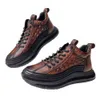 Jishingal Mens One Step Leather with Anti Slip Casual and Fashion Increase Cowhide Crocodile Print Sneakers M0XQ