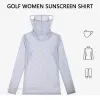 Koszule Łabędź golf letnie kobiety ochrona przed słońcem Koszulka lodowa jedwabne topy golfowe z długim rękawem z maską panie