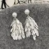 Stud Earrings PONYKISS 925 Silver Round Pearl Bead Leaf Tassel For Women Party Plant Fine Jewelry Minimalist Trendy Accessories