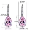 Choucong Brand Dangle Earrings Luxury Jewelry Stunning 925 Sterling Silver Water Drop Pink Topaz CZ Diamond Gemstones Party Women Wedding Drop Earring Gift