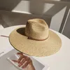 Bältesrem Straw Sun Hat For Women Fashion Vacation Beach UV Hats Summer Wide Brim Travel Panama Outdoor Wholesale 240408