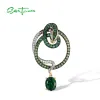 Pendants Santuzza Pure 925 STERLING Silver Pendent pour femmes Sparkling Multi Gemstone Green Snake Animal Safari délicate Fine bijoux