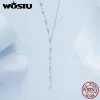 ネックレスWOSTU 925スターリングシルバーYスタイルのキュービックジルコニアウェディングチャームネックレス女性馬の目クリアCZチェーンリンクパーティージュエリーギフト