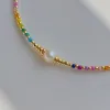 Halsband kkbead boho stil färgglada pärlhalsband för kvinnor presenttillbehör regnbåge läckra halsband naturliga pärlchoker smycken