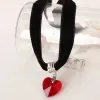 Necklaces Jewelry Wholesale 2018 Retro Europe And The United States Top Quality Heart Shaped Crystal Pendant Lace Black Peach Necklace