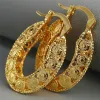Oorbellen 2024 Klassieke gele goudkleur metalen hoepel oorbellen voor vrouwen overdreven luxe holle grote oorbel statement sieraden geschenken