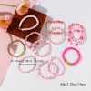 Stränge rosa Liebe Valentinstag lächelnde Gesicht Set Schönes Mädchen Herz Handschnur elastisches Armband Mädchen Mädchen