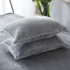 Poduszka Justchic 2pcs 48x74cm Pillow Case Solid Kolor Autumn Zima Flannel ciepła plus aksamitna poduszka poduszka