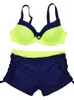 Zwemslijtage Nieuwe sexy neon badmode vrouwen zwempak twee stukken tankini push -up badpak tankini met shorts mujer dames zwempakken trunk 240423