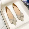 Casual Shoes Women Flats Spring Summer Beauty Pointed Toe Pearl Bowknot Shiny Bridesmaid Slip-on Loafers 35-43