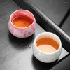 Çay Bardakları 120ml El Yapımı Kupa Yüksek End Kristal Sır Master Seramik Çay Fincanı Hediyelik Eşya Kungfu Ev Kasesi Hediye Kutusu