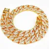 15 mm große kubanische Kette Goldkette voller Diamond Tide Marke HipHop Rap Hip Hop Halskette