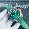 Watch Men Luxury Watch 40mm Rainbow Bezel 자동 기계적 움직임 시계 Mens Sapphire Glass 고무 팔찌 디자이너 손목 시계 Montre de Luxe