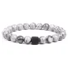 Brins homme bracelet perle charme mode mode simple bijourie cadeau carré carré de pierre volcanique talent tigre en pierre de pierre blanche bracelet