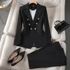 S-4XL Fashion Black Red Pink Blazer Jacket och byxa Kvinnliga kvinnliga kontor damer affärsarbete bär formell 2 bit set 240415