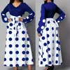 Plus -storlek Polka Dot Print Dress Elegant Ruffle Trim Long Sleeve Maxi Clothing 240419