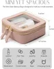 Mini Clear Makeup Bag Pu Saffiano Vegan Faux Leather Cute Small Visible Window Storage Lipsticks Cosmetics Case For Purse 240422