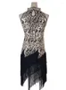 Abiti casual Domenne sequestri degli anni '20 Paisley Paisley Flapper Black Gold Dress Gold Abito sexy Fringa Great Gatsby Party Plus size Nava