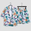 Męskie zestawy nadruków mody Koszty z krótkim rękawem 2PCS Suit Lose Summer Casual Beachwear Męskie wakacje Hawajskie stroje 240409