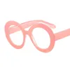 Solglasögon Läsglasögon Transparent dator Stor runda glasögonram Retro Orange Pink Big Optical förstoring