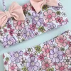 Moda de banho feminina Biquíni de verão de bebê 3 PCs Conjunto de estampa floral tampas de colheita de cabeceira floral